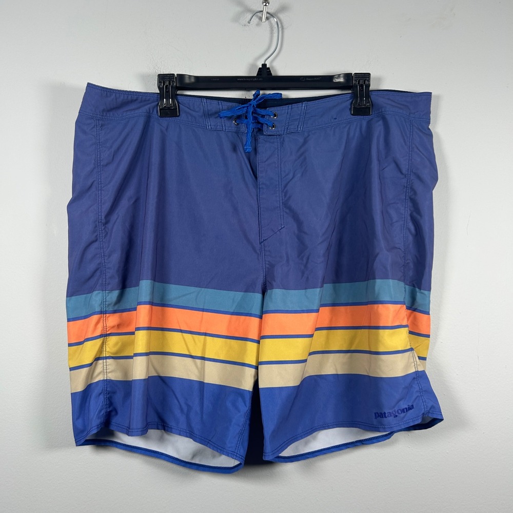 Patagonia Boardshorts Mens 38 Superior Blue Santa Cruz Stripe Hydropeak Beach